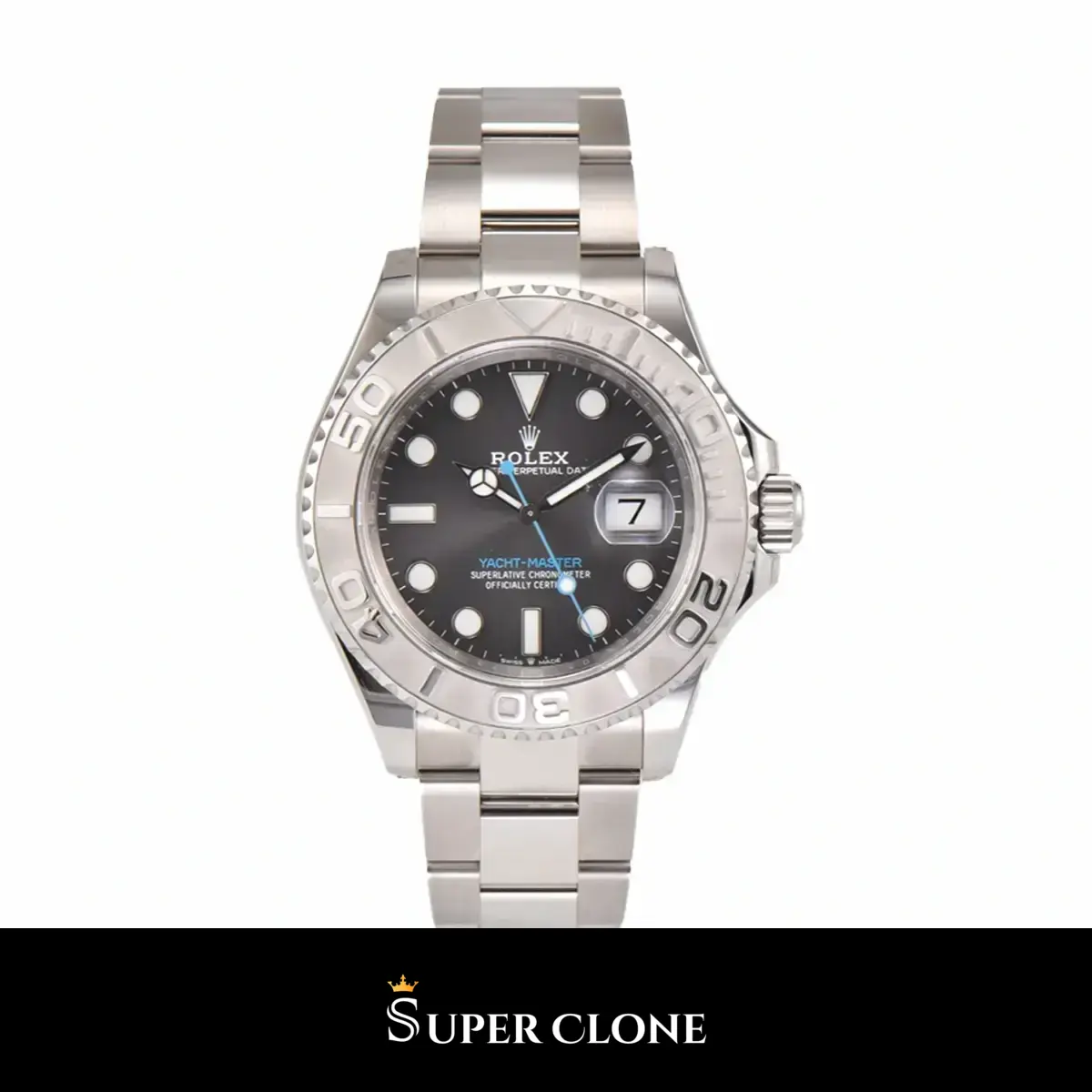 Rolex Yacht-Master 126622 réplica Miyota esfera rodio — vista frontal