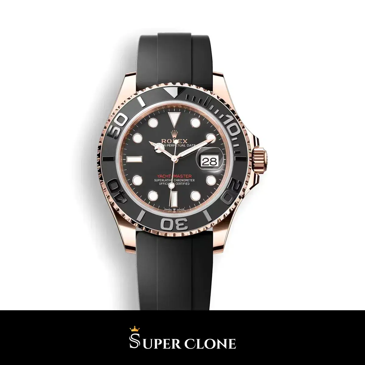 Rolex Yacht-Master 126655 réplica Miyota esfera negro — vista frontal