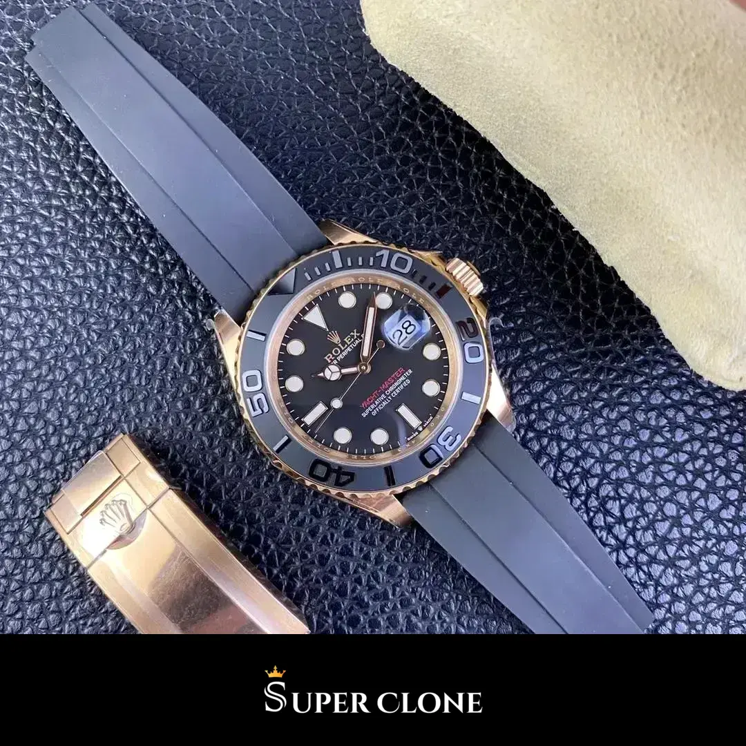 Rolex Yacht-Master 126655 replica, esfera negra, vista 2