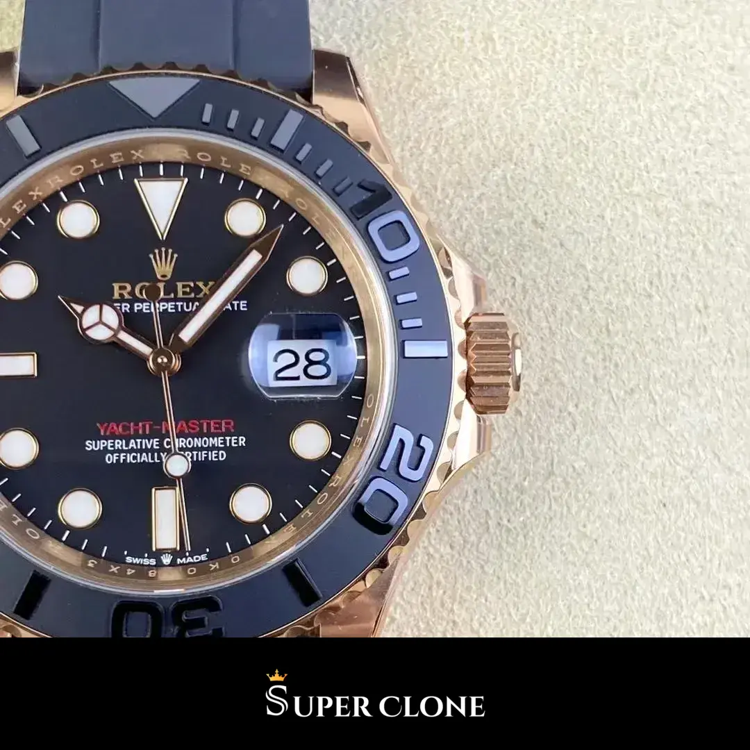 Rolex Yacht-Master 126655 replica, esfera negra, vista 6