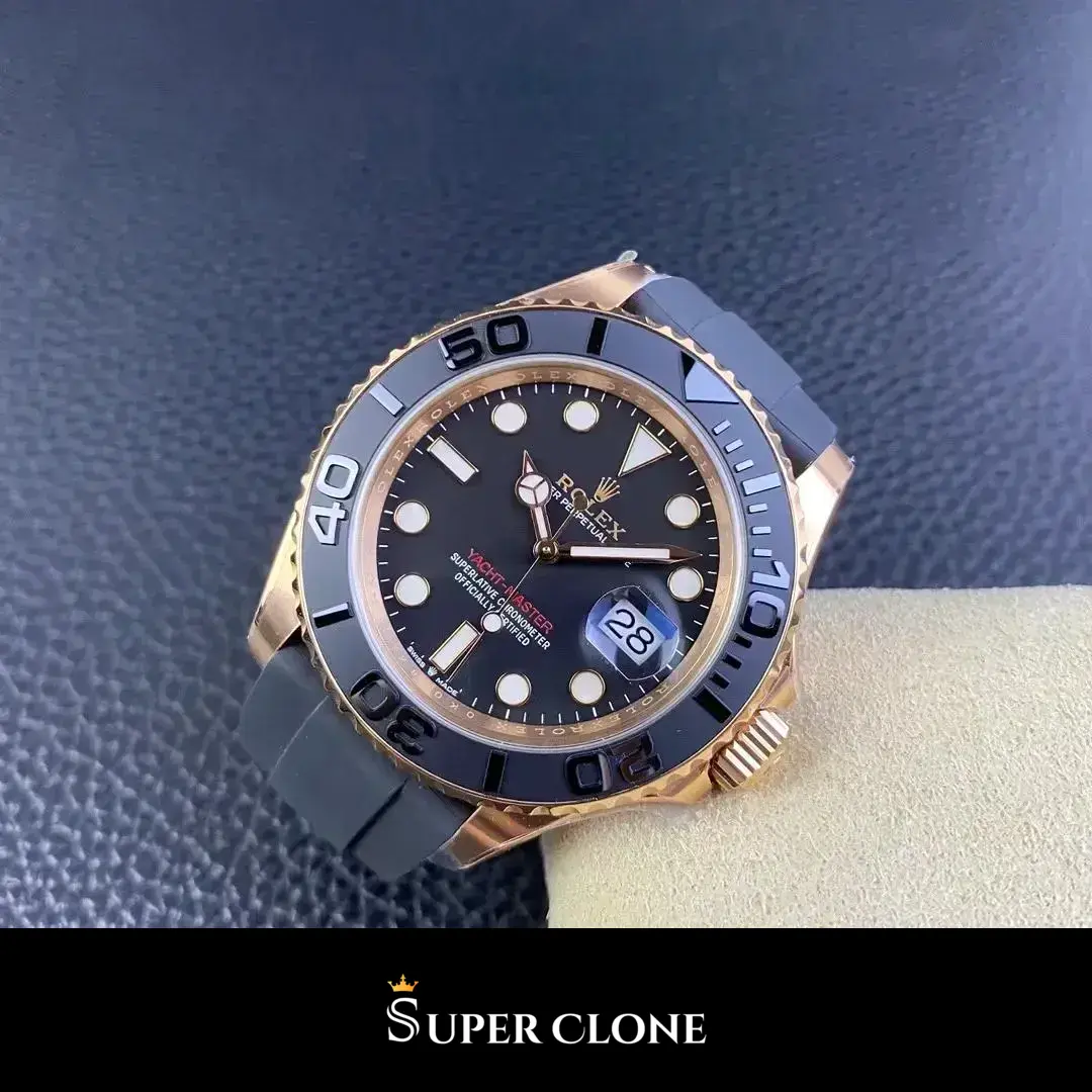 Rolex Yacht-Master 126655 replica, esfera negra, vista 7