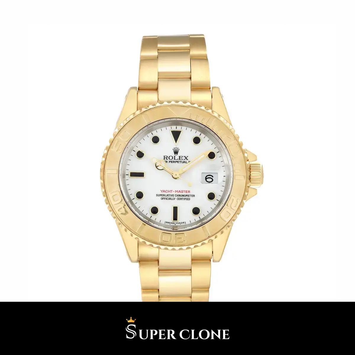 Rolex Yacht-Master 16628 réplica Miyota esfera blanco — vista frontal