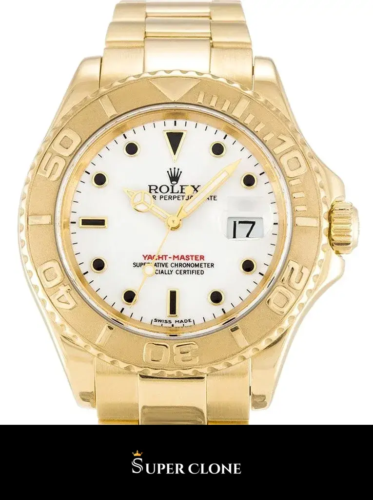Rolex Yacht-Master 16628 replica oro amarillo, detalle de la esfera blanca