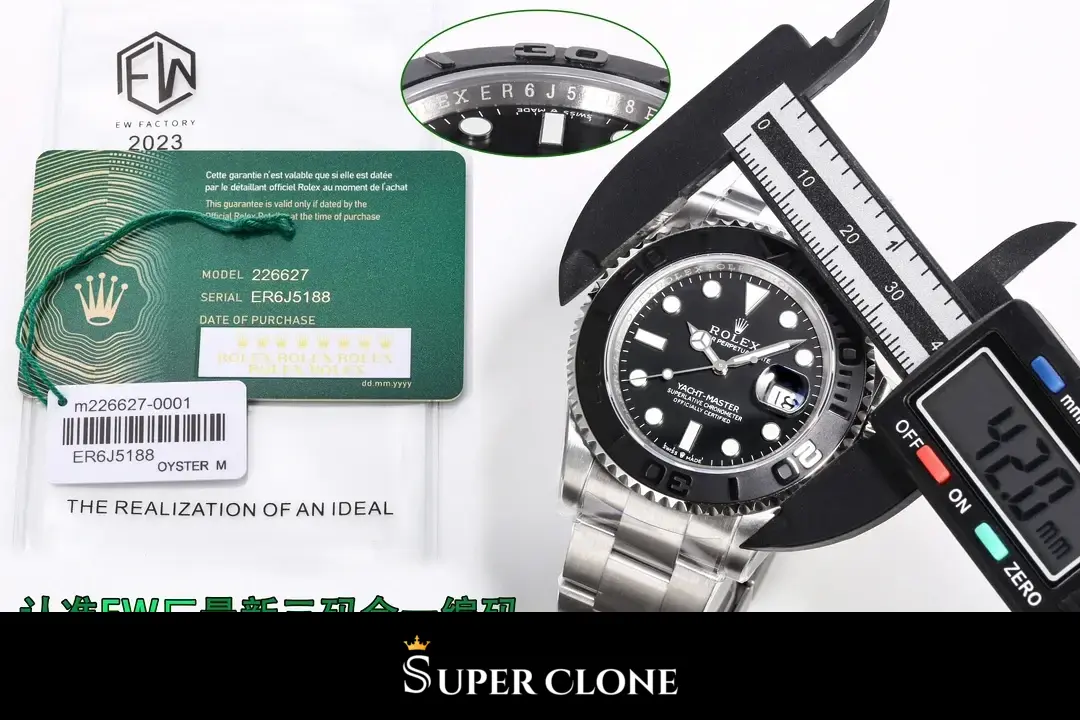 Rolex Yacht-Master 226627 replica 42mm, primer plano de la esfera negra