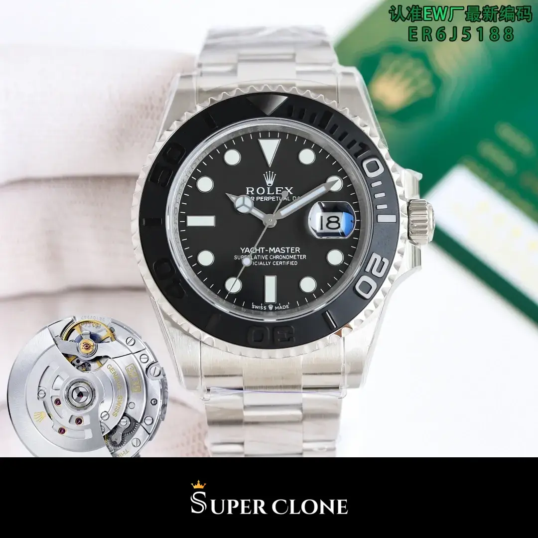Rolex Yacht-Master 226627 replica, macro del bisel Cerachrom negro