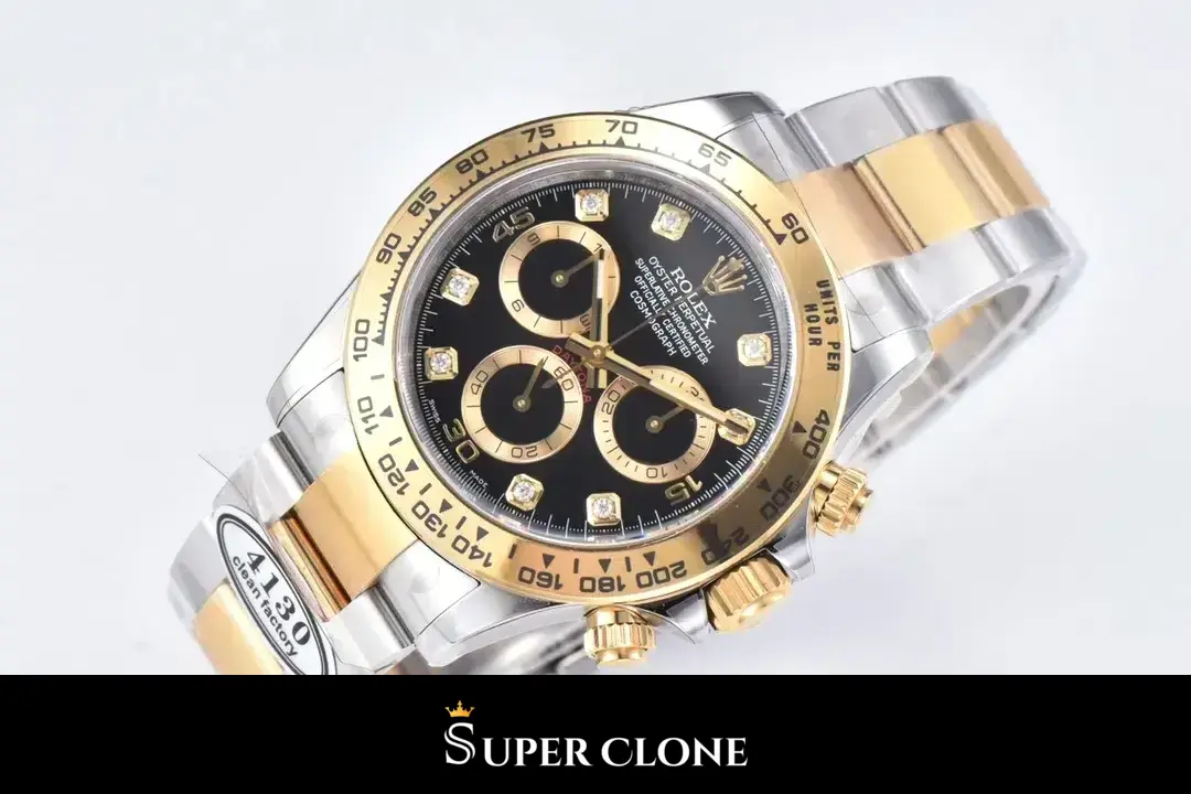 Rolex Daytona 116503 replica, primer plano de la esfera negra