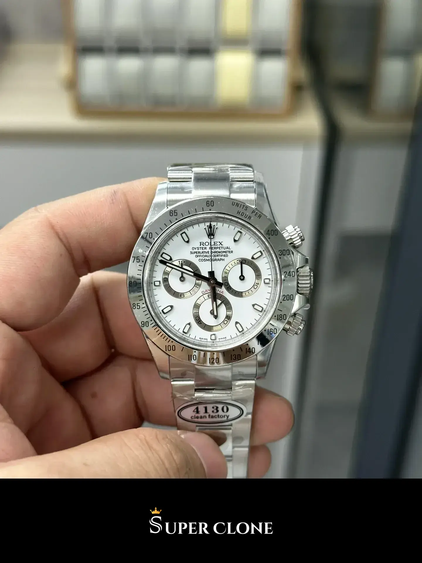 Rolex Daytona 116520 replica esfera blanca, cierre del brazalete
