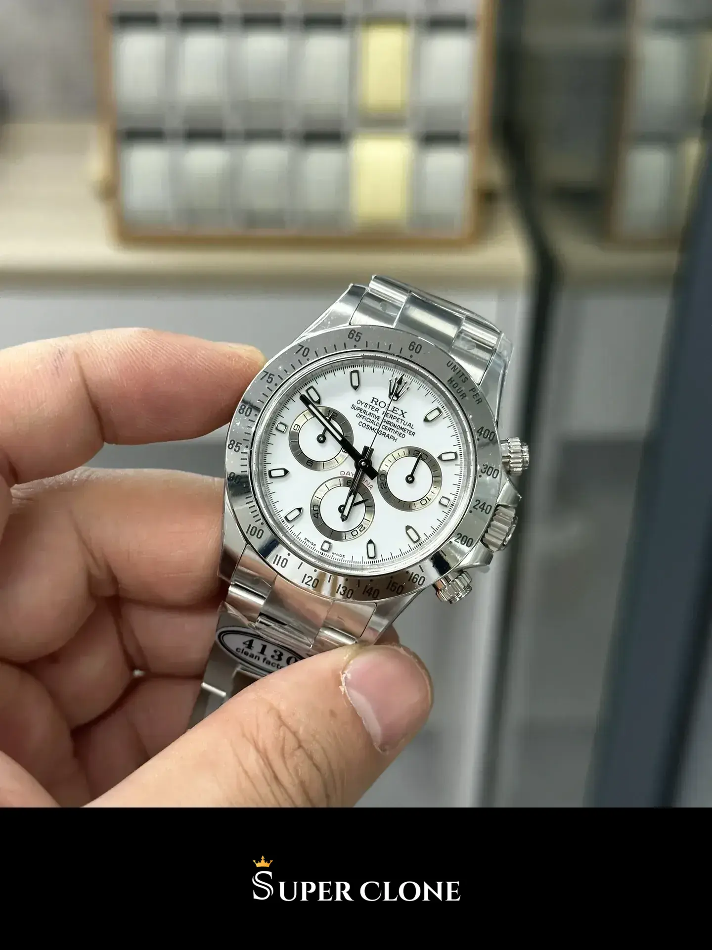 Rolex Daytona 116520 replica esfera blanca, pulsadores del cronografo