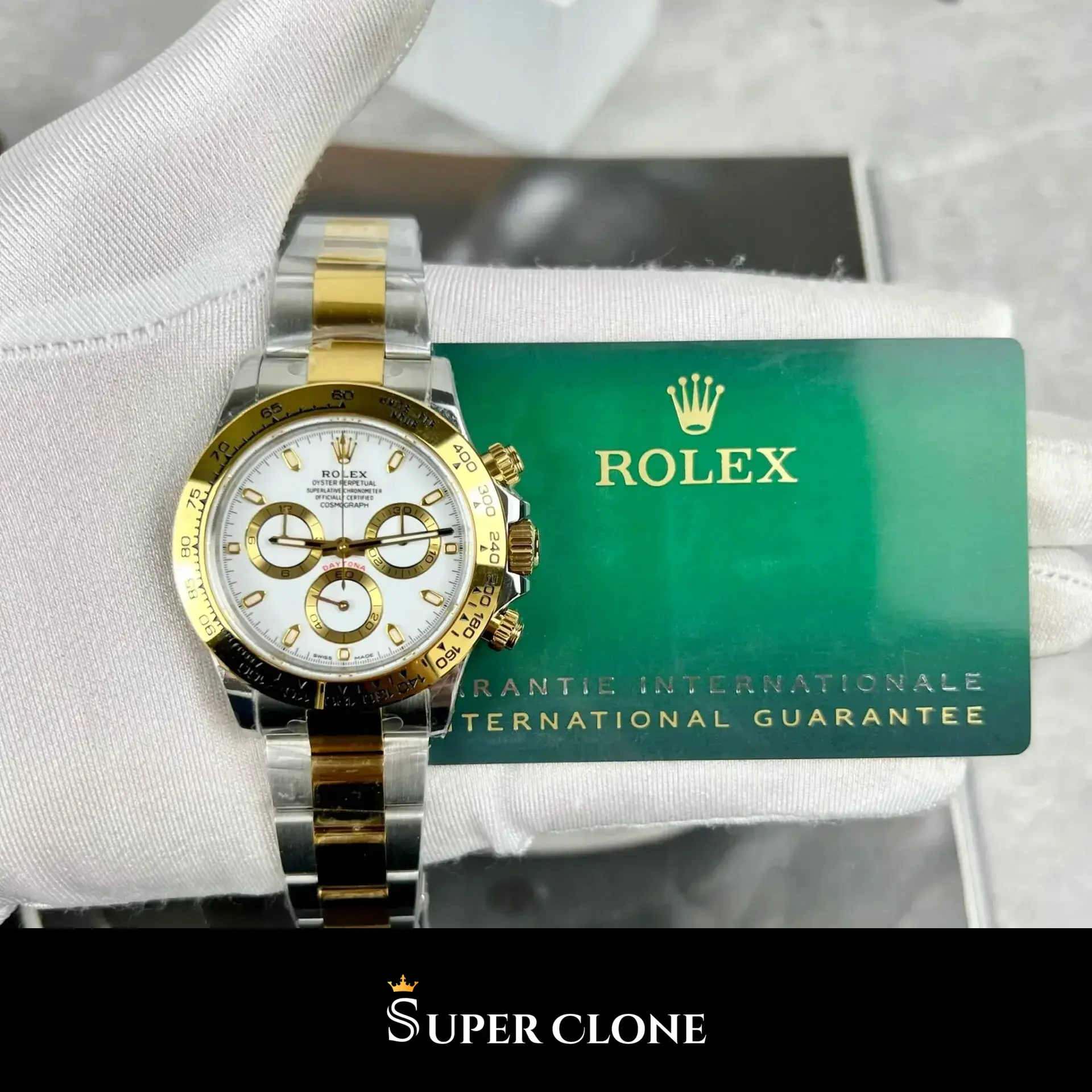 Rolex Daytona 126503 replica, perfil lateral de la caja bicolor