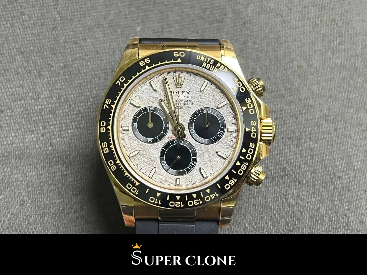 Rolex Daytona 126518LN replica, detalle de la esfera meteorito, vista 2