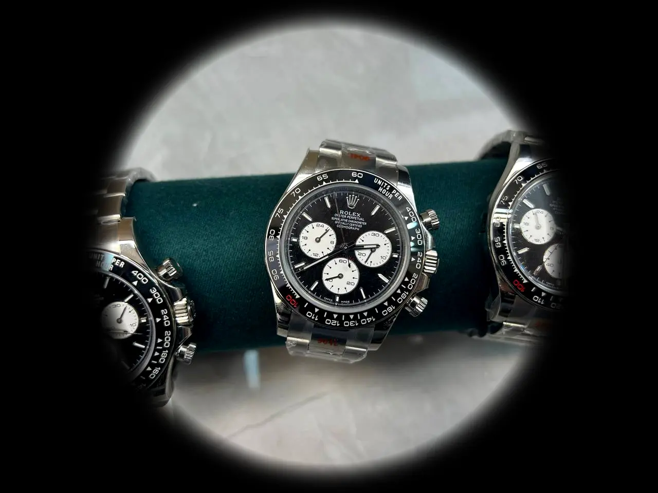 Rolex Daytona 126529LN super clon suizo, esfera negra, macro del bisel
