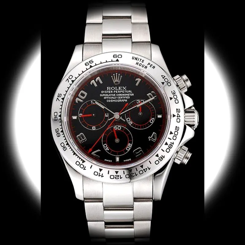 Rolex Daytona 80296 super clon de 39 mm, primer plano de la esfera