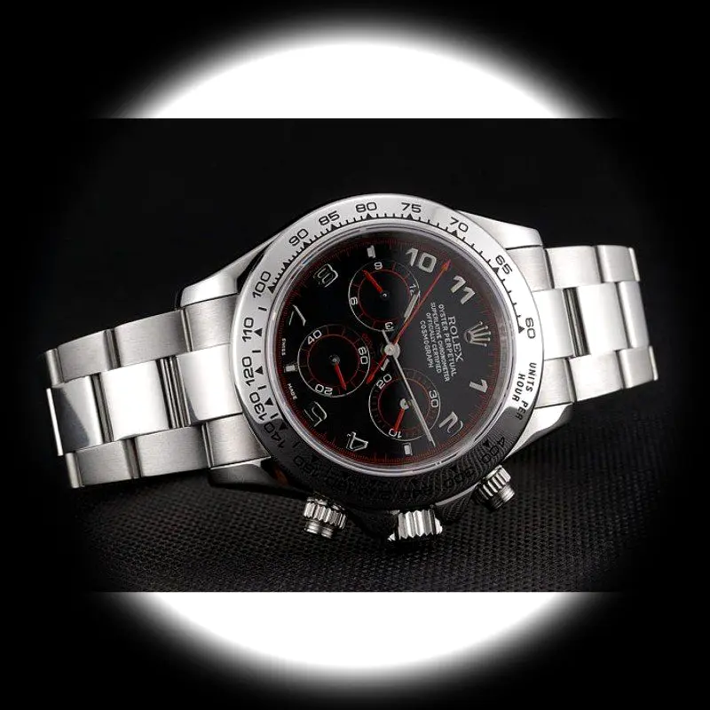 Rolex Daytona 80296 super clon, esfera negra, detalle del fondo de caja