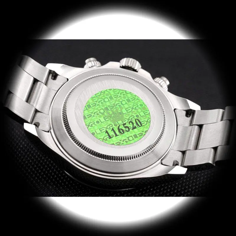 Rolex Daytona 80296 super clon, esfera negra, macro del bisel