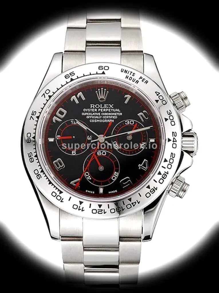 Rolex Daytona 80296 esfera negra, caja vintage de 39 mm en Oystersteel réplica