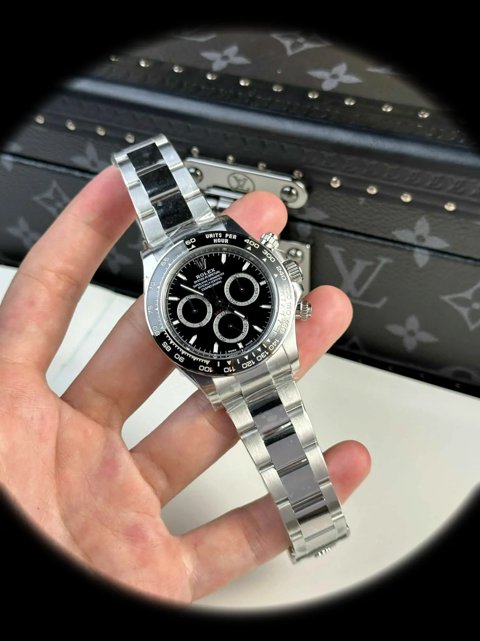 Rolex Daytona 126500LN super clon 40mm, vista detallada, subesferas plateadas