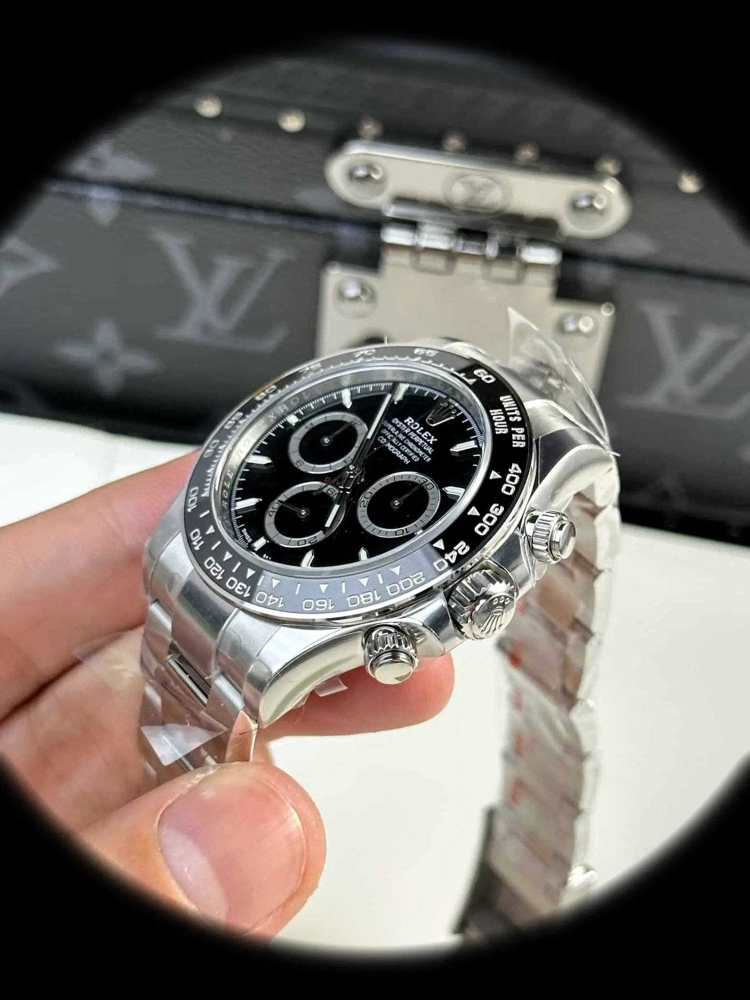 Rolex Daytona 126500LN clon suizo, perfil lateral, caja de acero