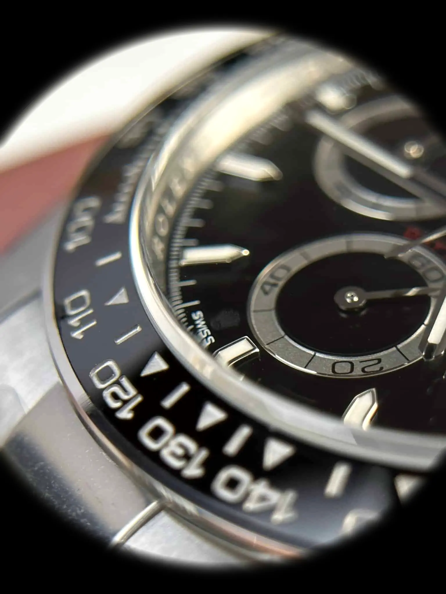 Rolex Daytona 126500LN super clon 40mm, foto en la muneca, esfera negra