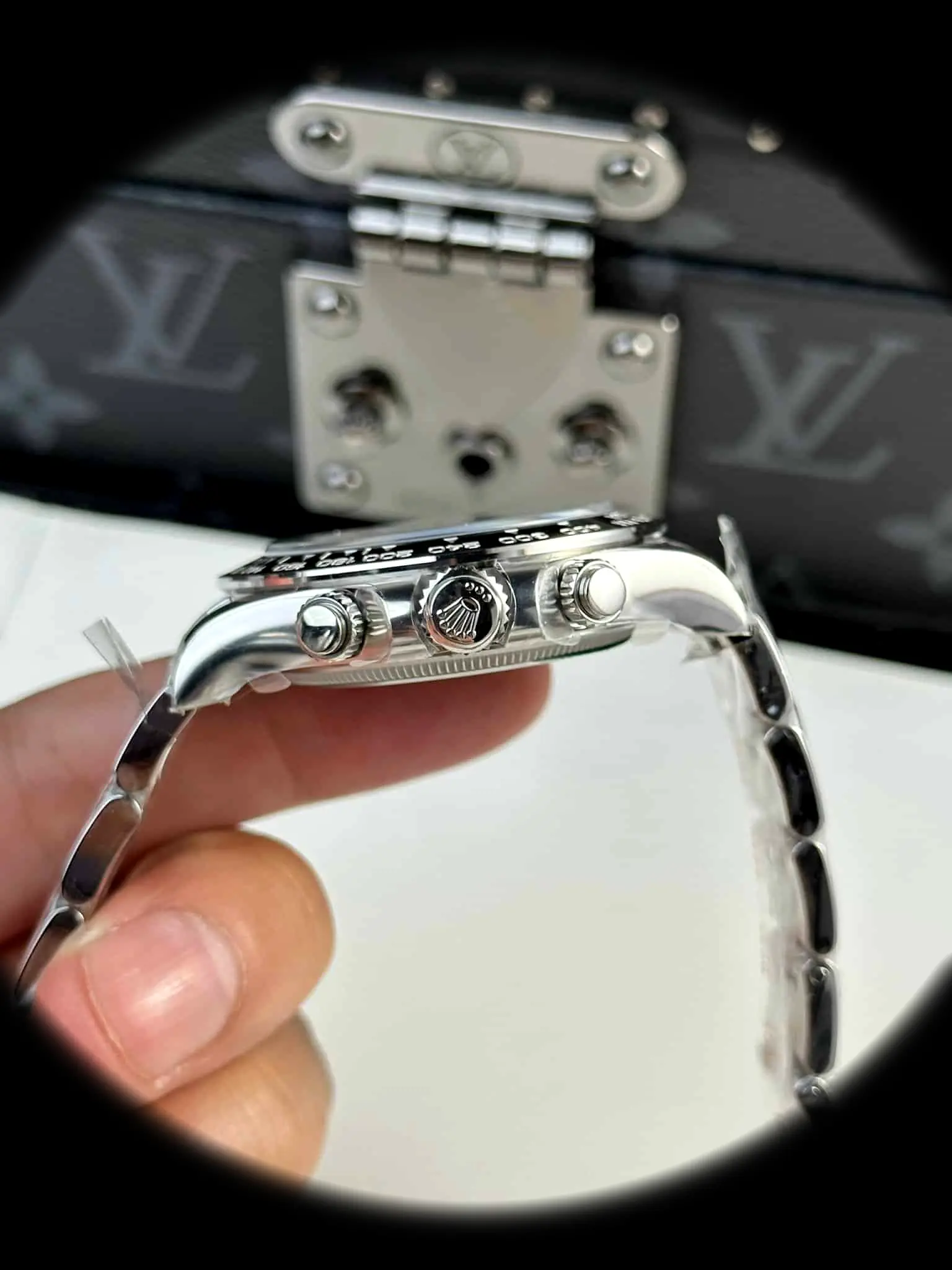 Rolex Daytona 126500LN super clon, detalle del brazalete Oyster de acero