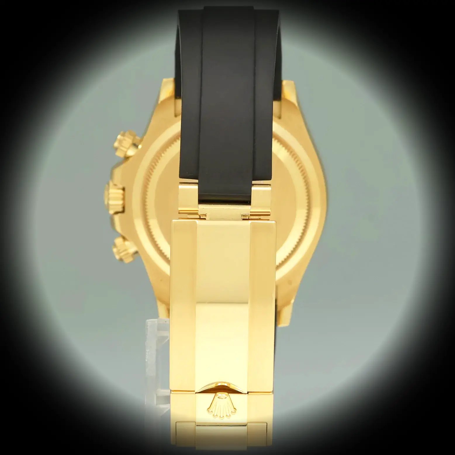 Rolex Daytona 126518LN super clon, esfera dorada, detalle del fondo de caja