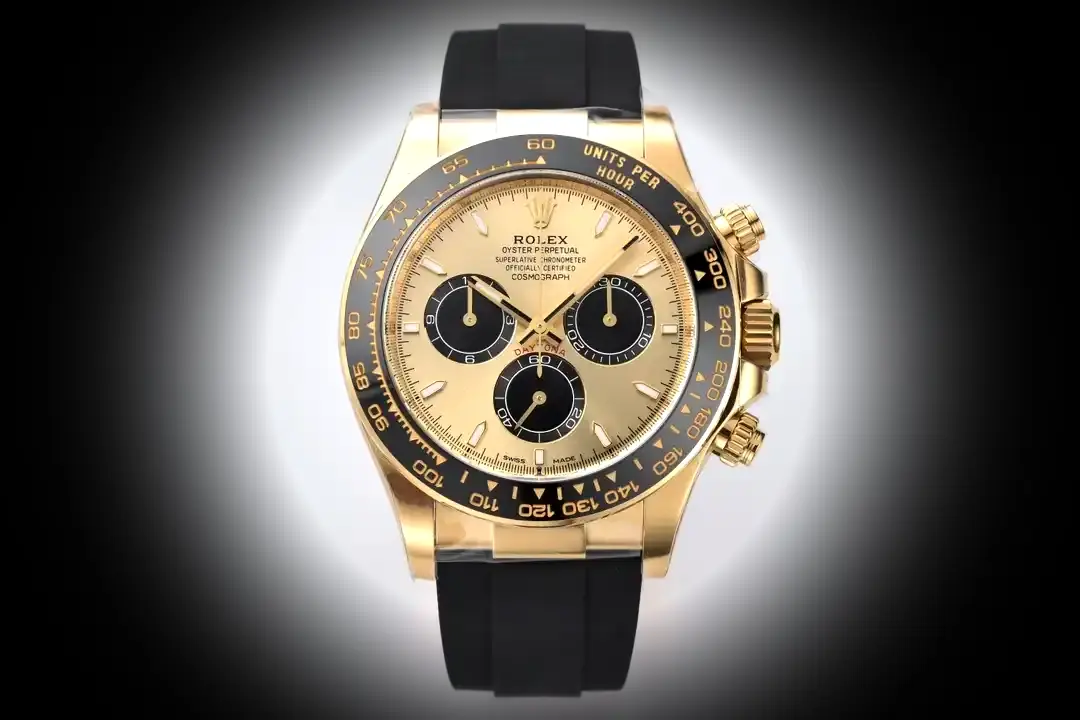 Daytona 126518LN super clon 40 mm, primer plano de la esfera dorada