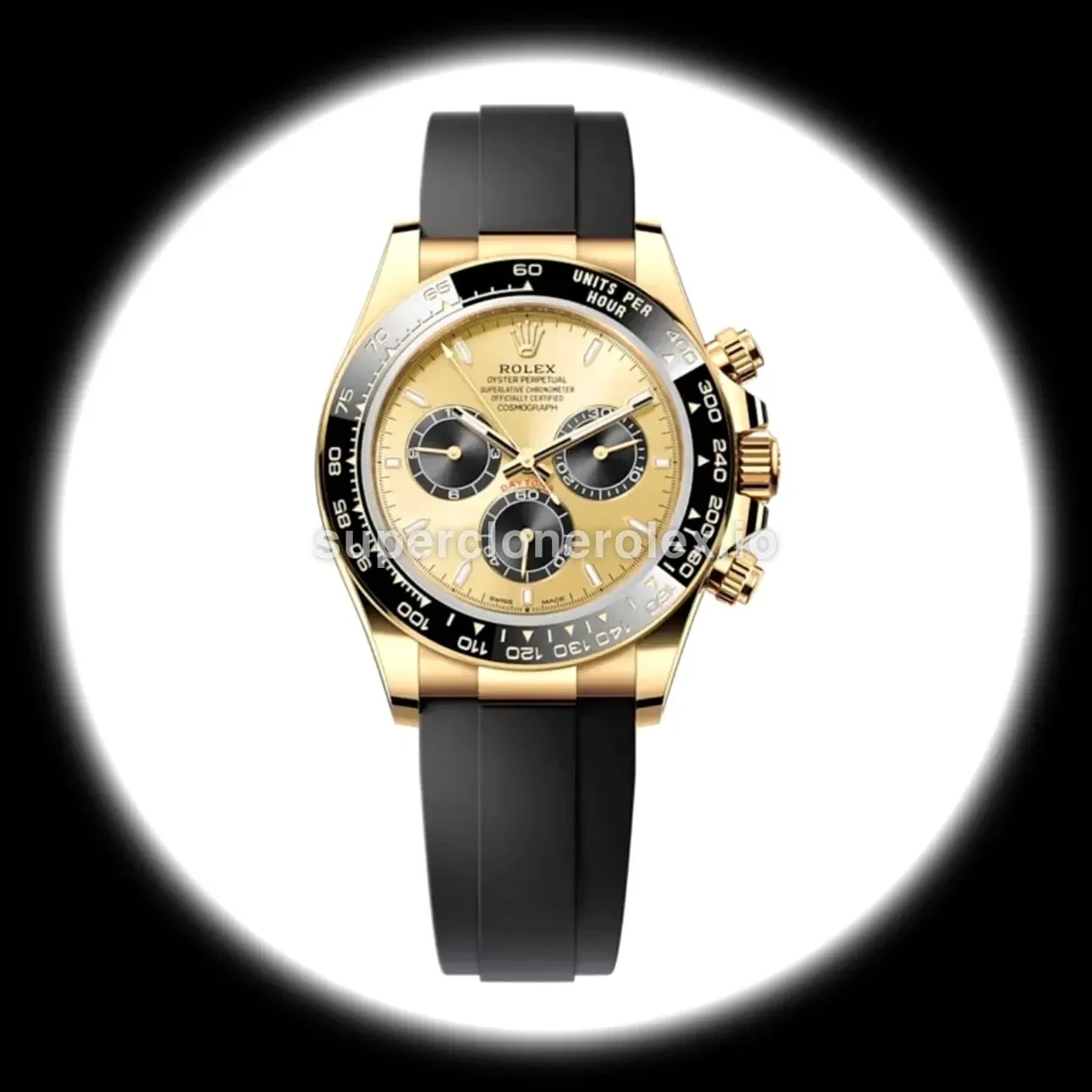 Rolex Daytona 126518LN Pikachu superclone esfera dorada / negro — vista frontal