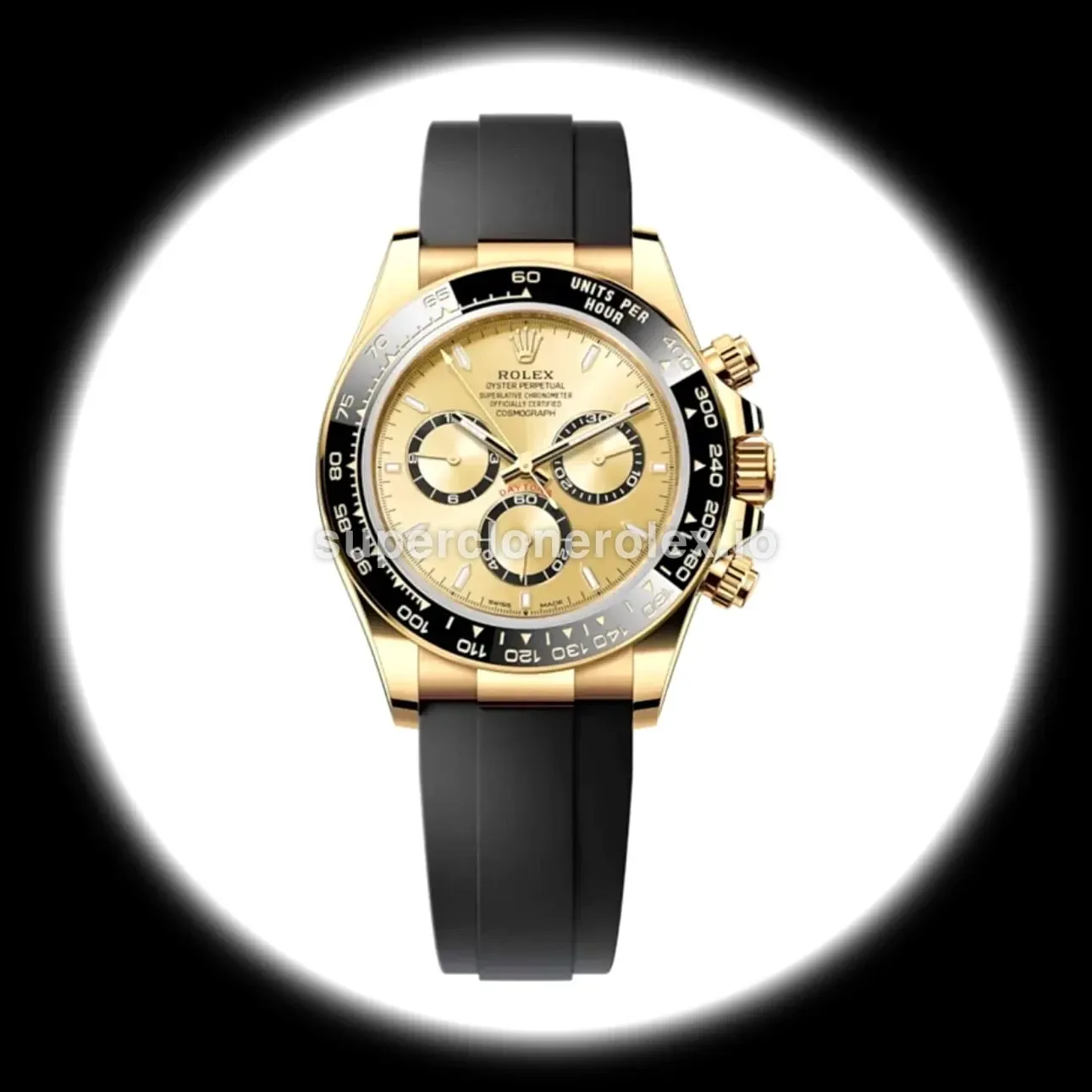 Rolex Daytona 126518LN super clone esfera dorada — vista frontal