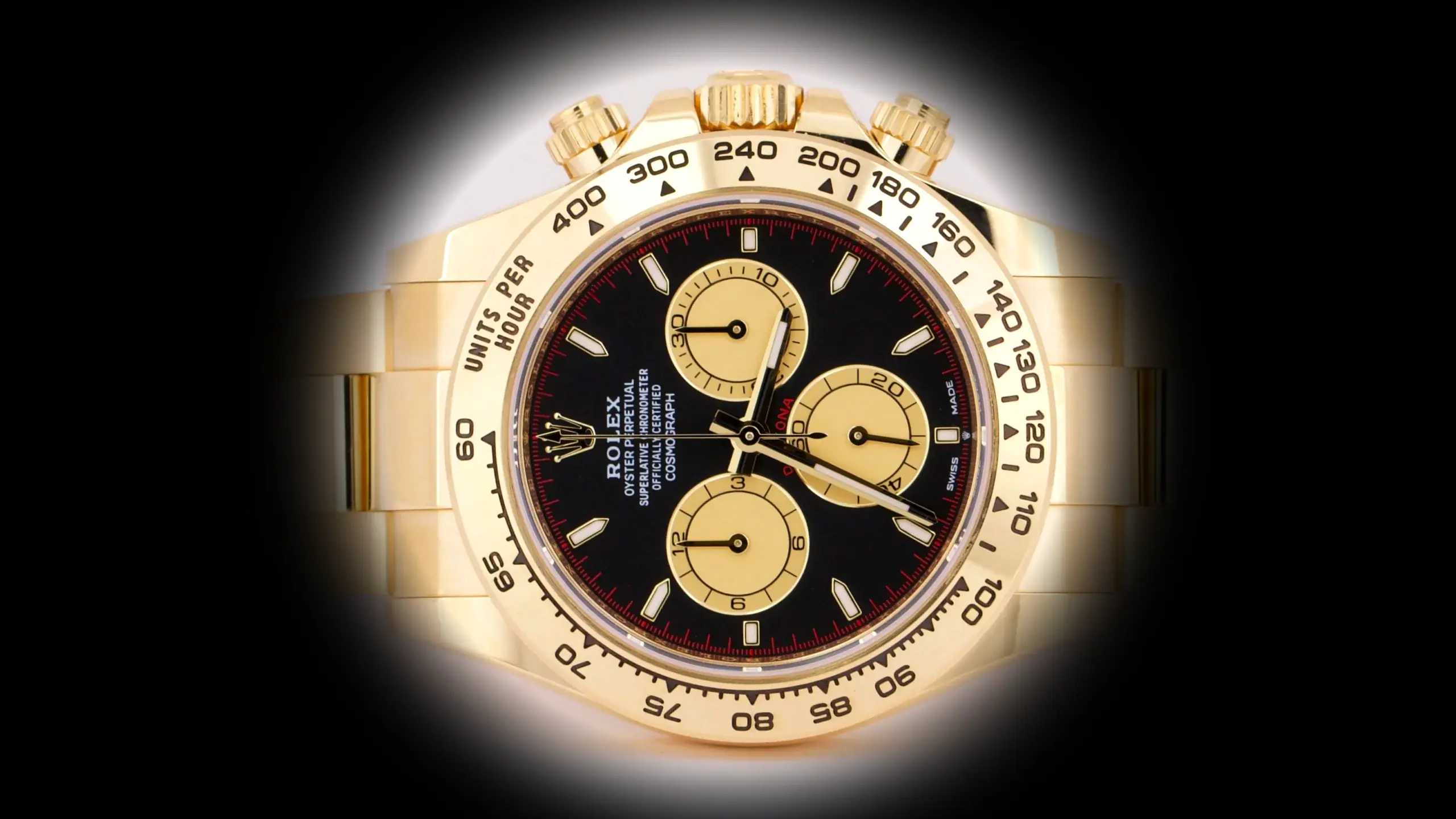 Rolex Daytona 126508 replica, foto en la muñeca de 40 mm