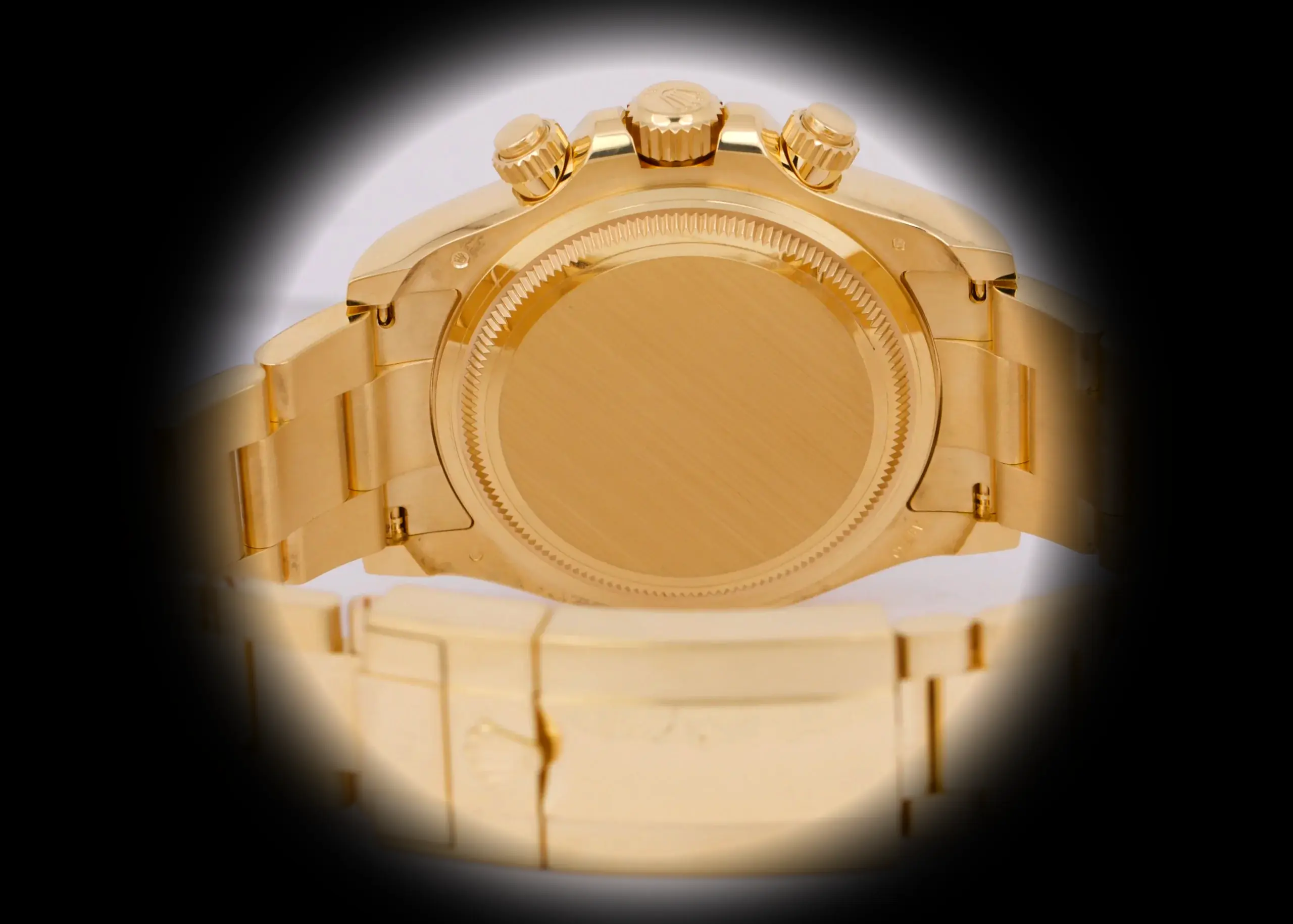 Rolex Daytona 126508 replica, detalle del brazalete Oyster en oro amarillo