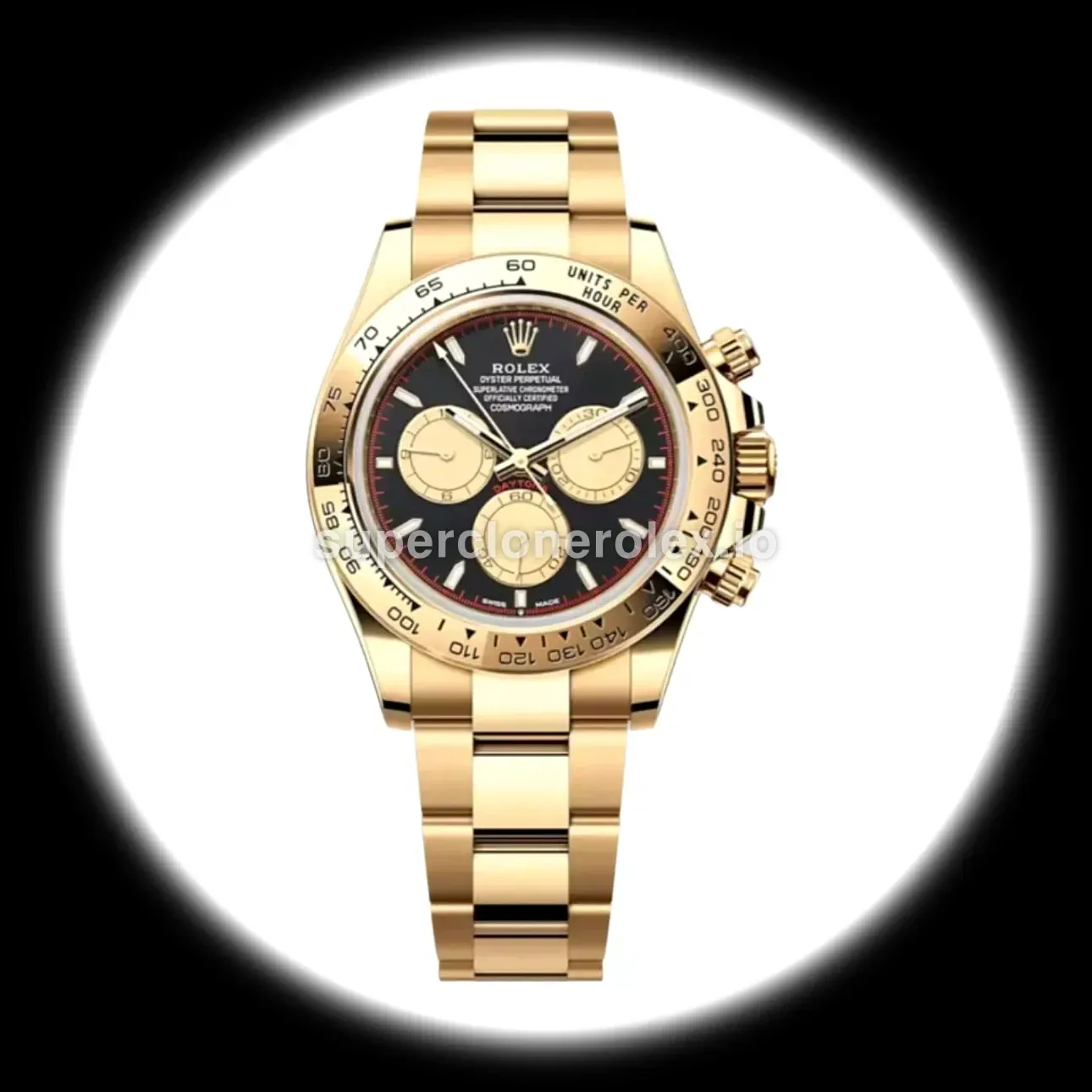 Rolex Daytona 126508 superclone esfera negro y champán — vista frontal