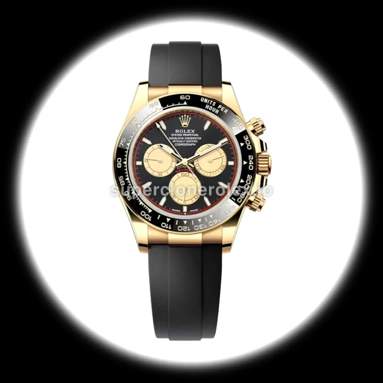 Daytona 126518LN super clone suizo esfera negro intenso — vista frontal