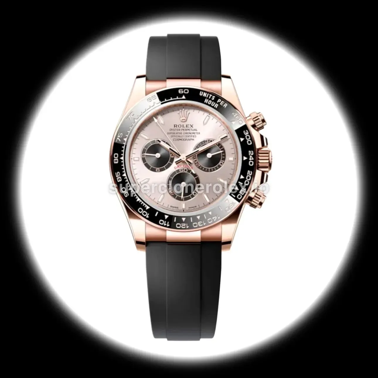 Rolex Daytona 126515LN clon suizo esfera sundust / negro brillante — vista frontal