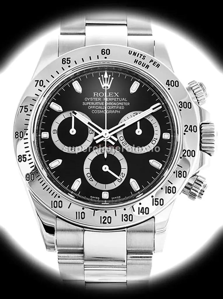 Rolex Daytona 116520 super clone esfera negro — vista frontal