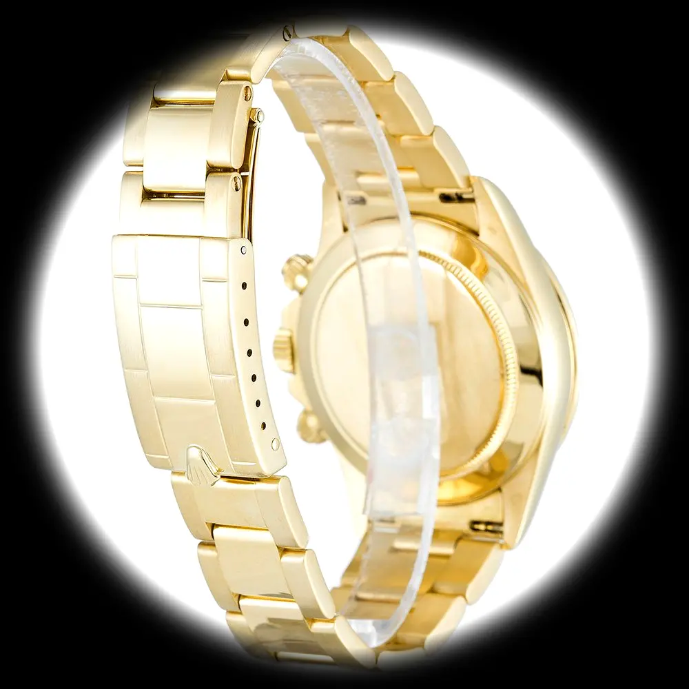 Rolex Daytona 116528 super clon, perfil lateral de la caja en oro amarillo