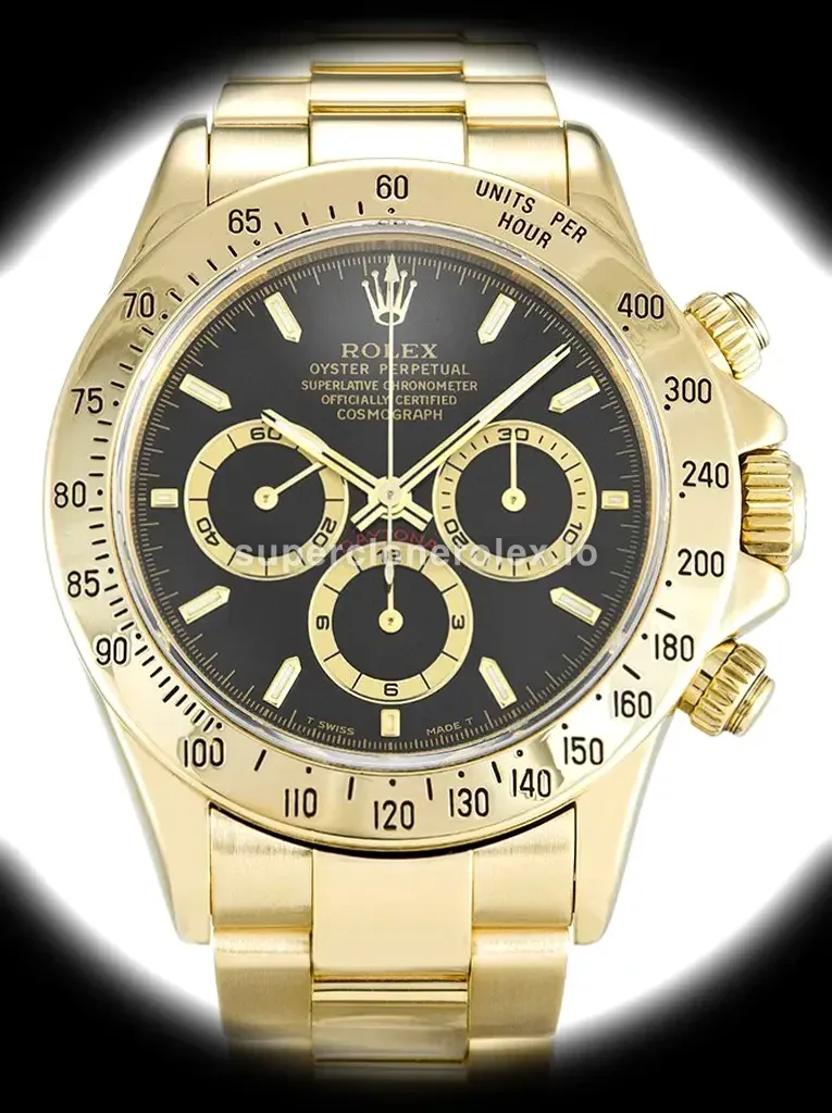Rolex Cosmograph Daytona 116528 esfera negra 40mm en oro amarillo réplica