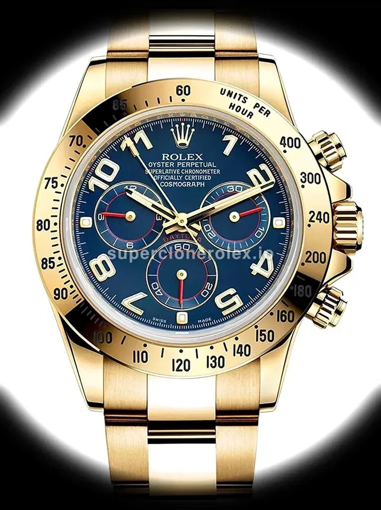 Rolex Cosmograph Daytona 116528 esfera azul con caja de oro amarillo de 40 mm réplica