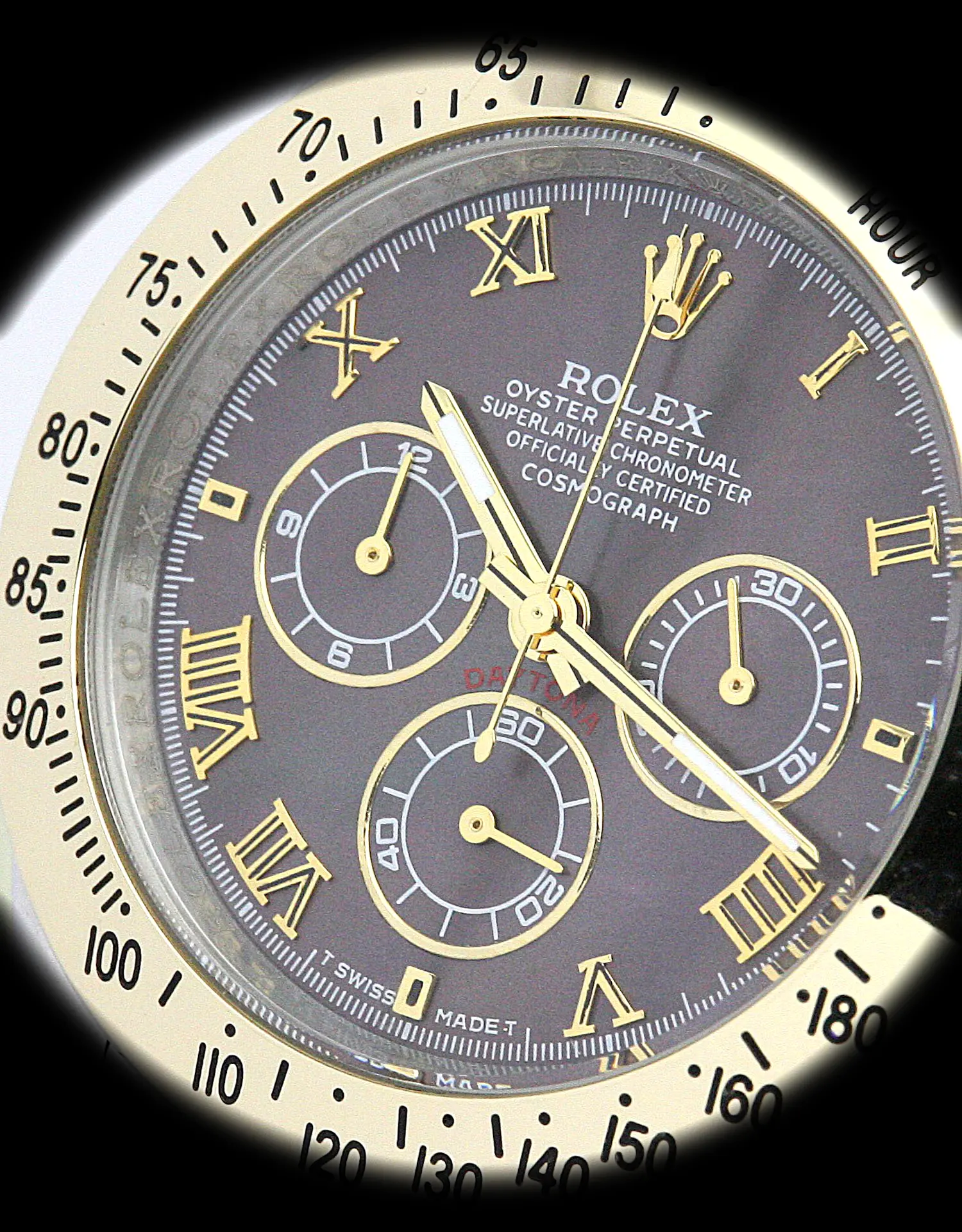 Rolex Daytona 116523 clon suizo, perfil lateral de la caja bicolor
