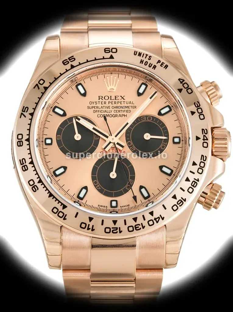 Rolex Cosmograph Daytona 116505 esfera rosa 40mm caja Everose y bisel Cerachrom réplica