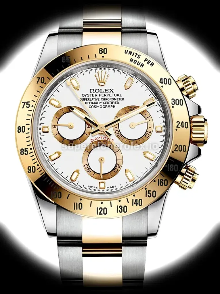 Rolex Cosmograph Daytona 116523 esfera blanca 40mm bicolor acero y oro réplica
