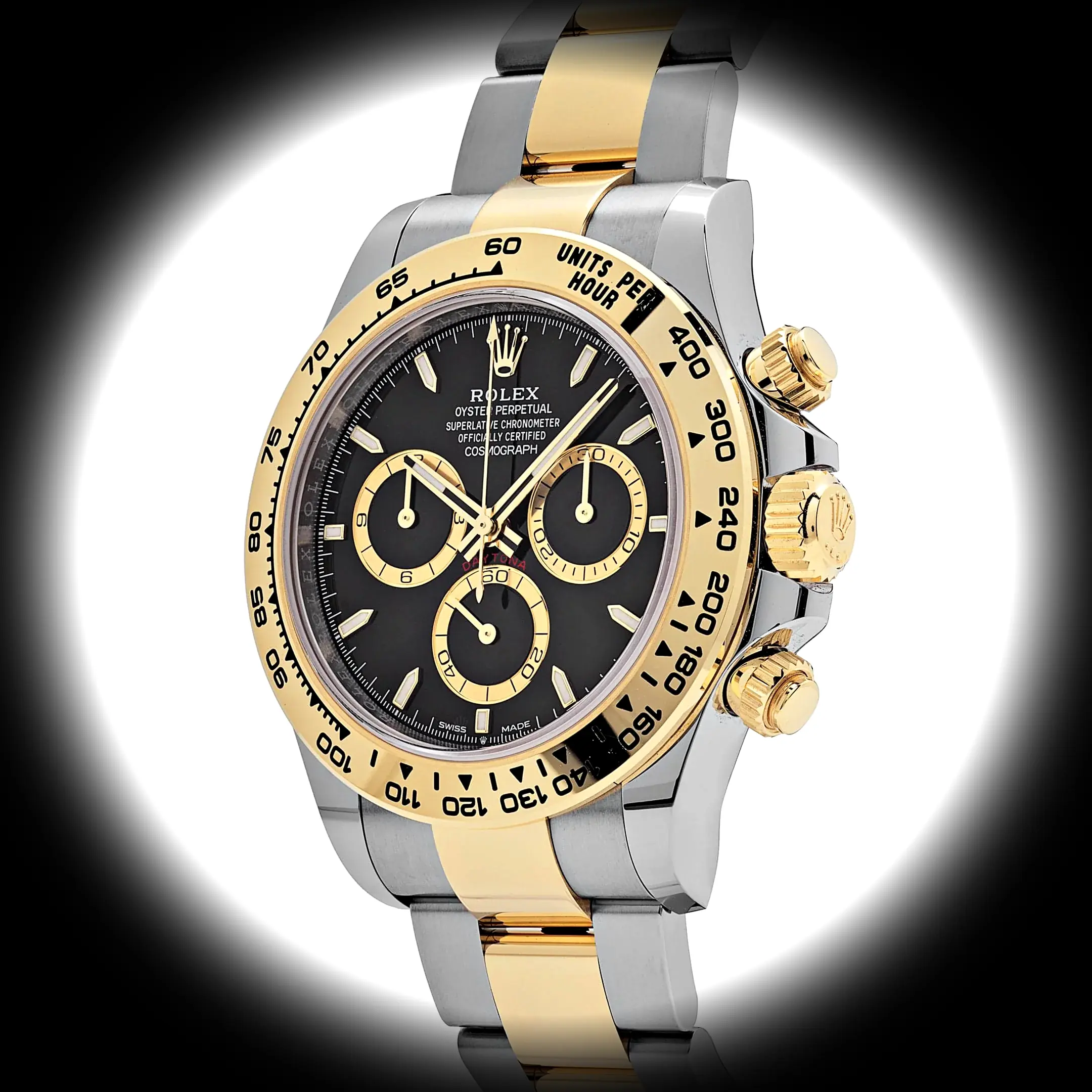 Daytona 126503 super clon 40mm, primer plano de la esfera negra