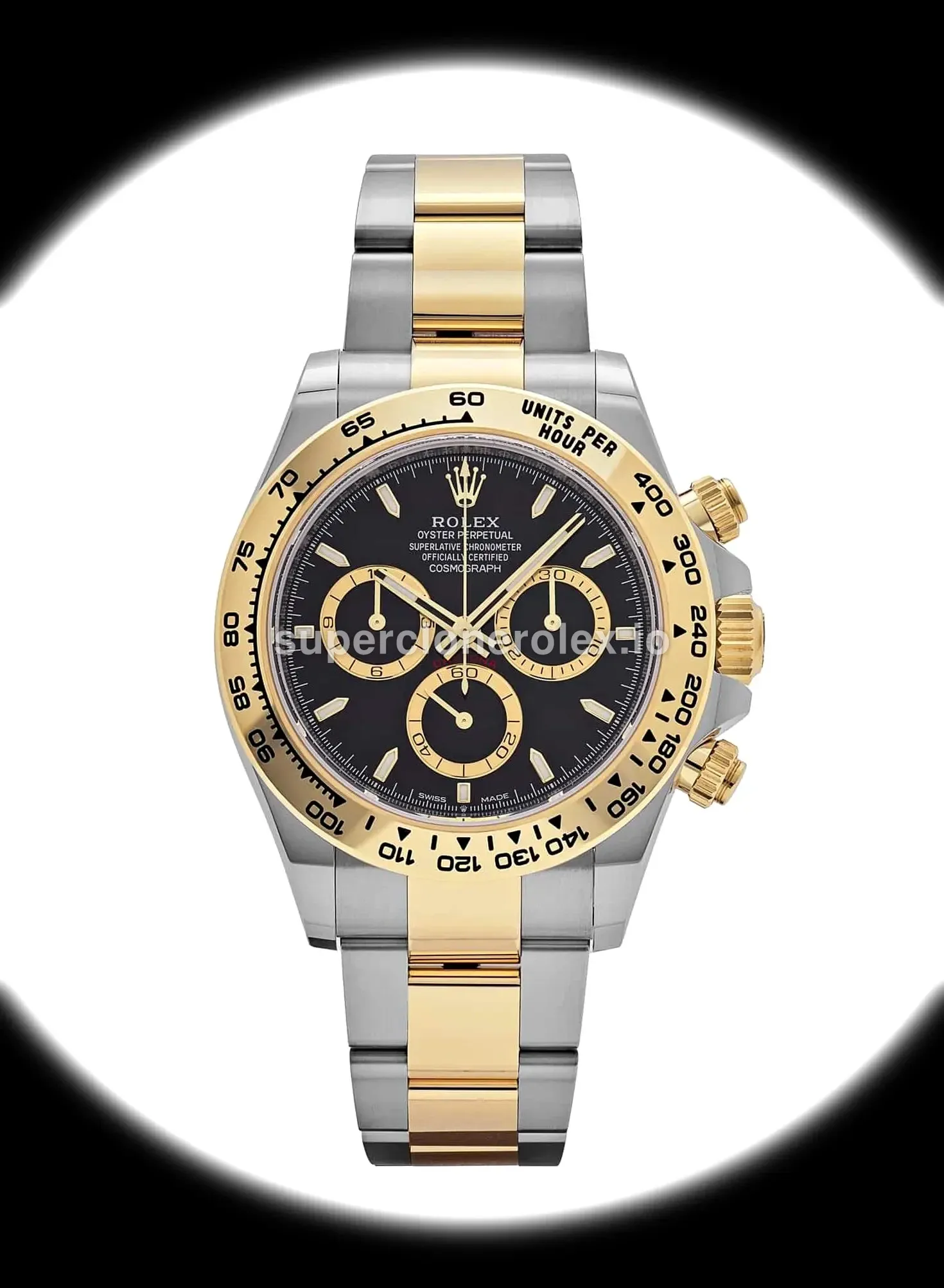Rolex Daytona 126503 esfera negra brillante en caja bicolor de acero y oro réplica