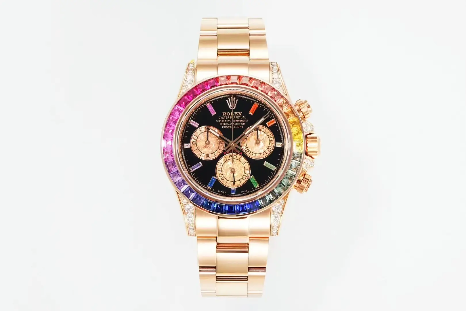 Rolex Cosmograph Daytona «Rainbow» 116595RBOW Everose, esfera negra y bisel de zafiros réplica