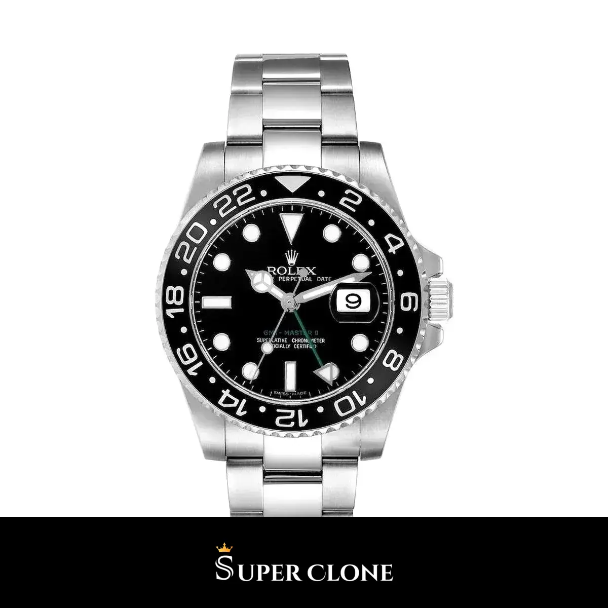 Rolex GMT-Master 116710LN superclone esfera negro — vista frontal