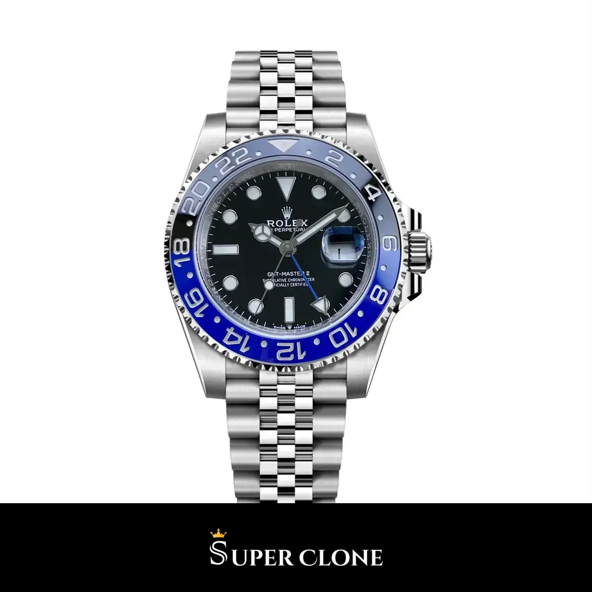 GMT-Master 126710BLNR Batman super clone esfera negro — vista frontal