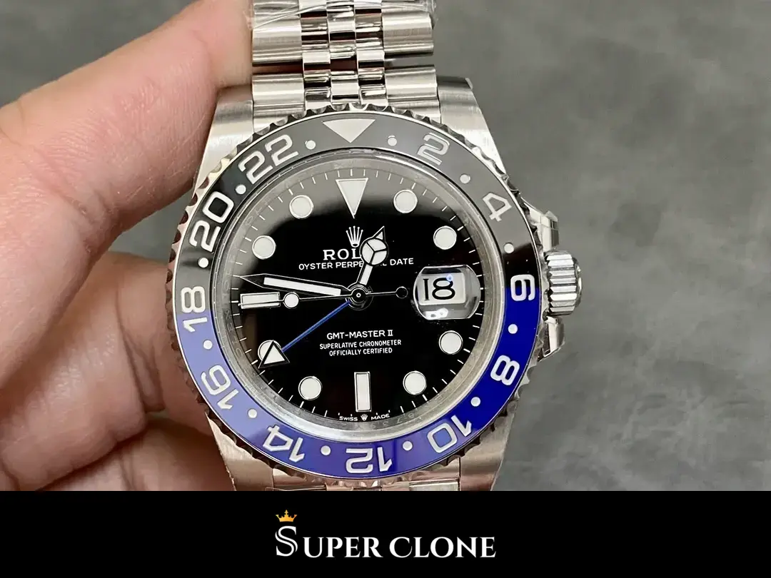 Rolex GMT-Master 126710BLNR replica Batman, perfil lateral de la caja