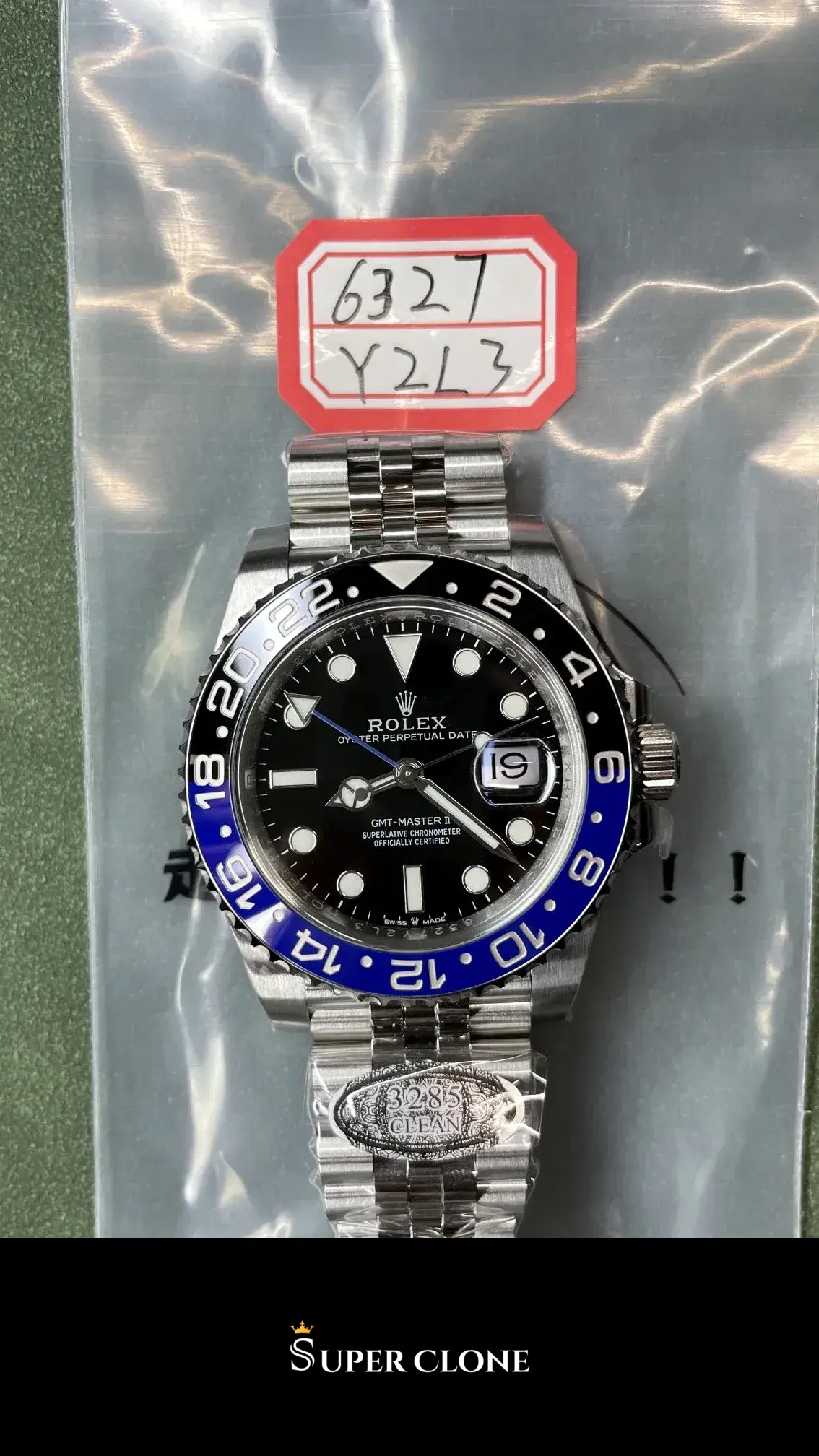Rolex GMT-Master 126710BLNR replica, esfera verde, vista 11
