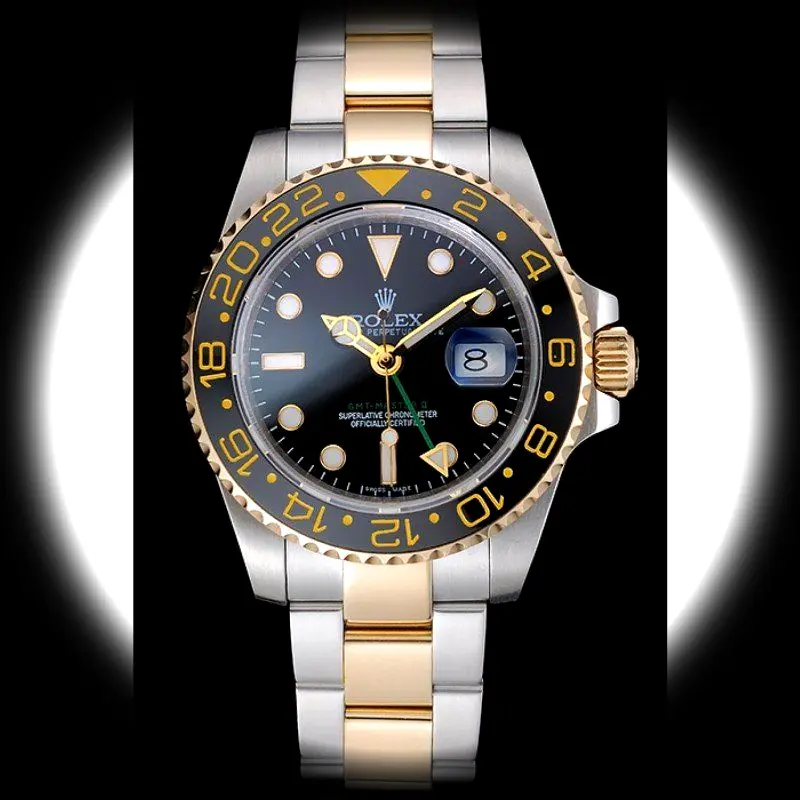 Rolex GMT-Master 80295 super clon 40mm, primer plano de la esfera negra
