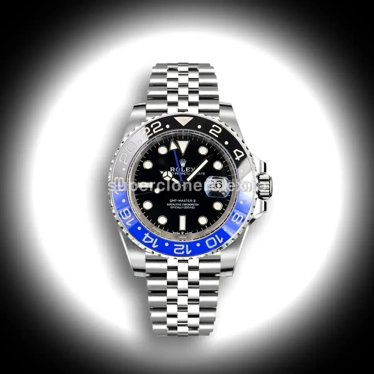 GMT-Master 126710 clon ETA esfera negro — vista frontal