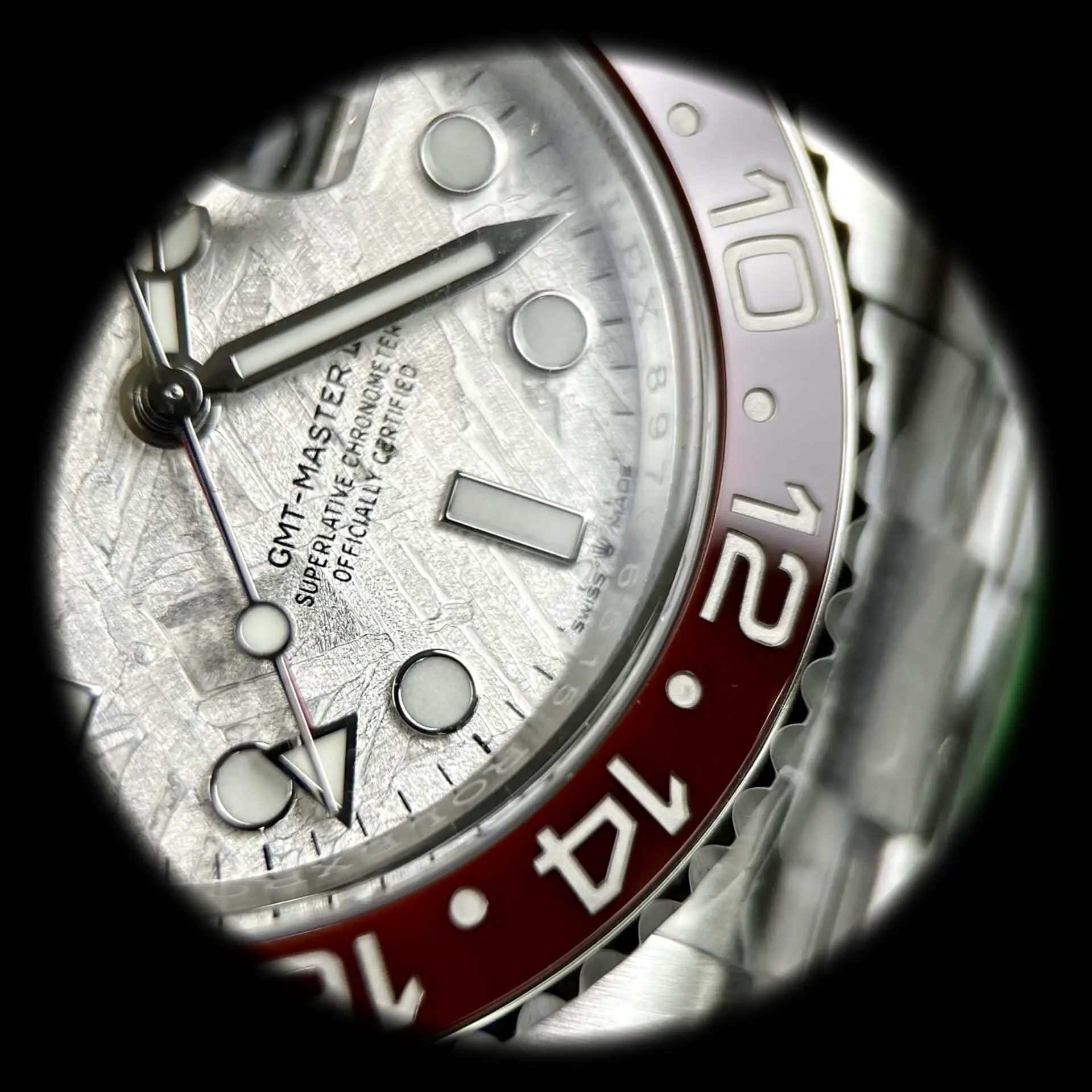 Rolex GMT-Master II 126719BLRO super clon, macro del bisel Pepsi, esfera meteorito