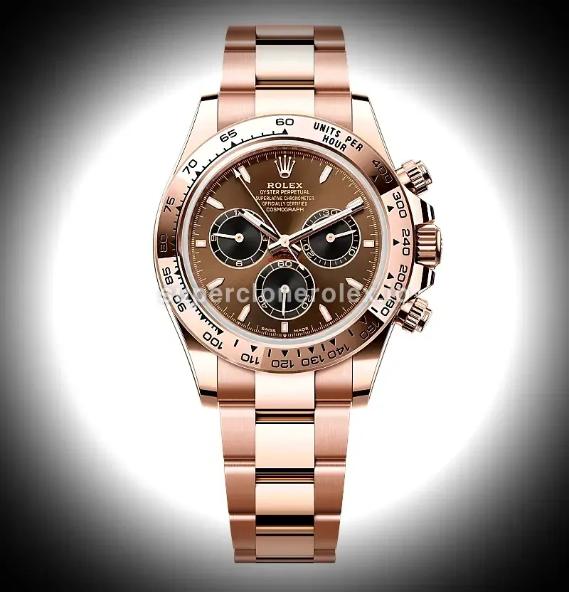 Rolex Daytona 126505 Esfera Chocolate y Negra en Oro Everose con Bisel de Cerámica réplica